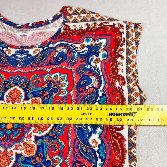 Westport Top Women 2X Red Paisley Bandana Print Pullover Sleeveless Boho Chic - Picture 4 of 7